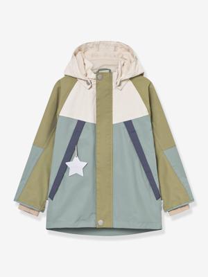 Gewatteerde jongensjas met capuchon MATVALON MINI A TURE saliegroen