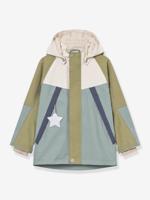 Gewatteerde jongensjas met capuchon MATVALON MINI A TURE saliegroen