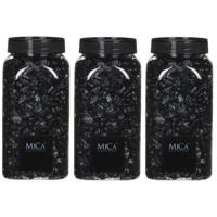 Mica Decorations decoratie steentjes - 3x - zwart - 1 kilo - 650ml - hobby steentjes