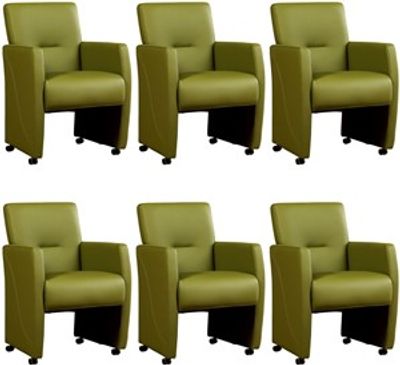 Set van 6 Groene leren moderne eetkamerfauteuils Pleasure - Toledo Leer Apple Green (groen leer)