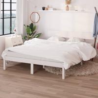Bedframe massief hout wit 120x190 cm
