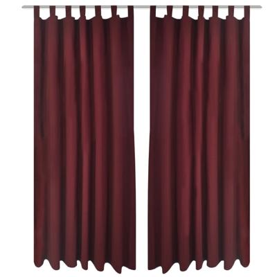 VidaXL Micro-satijnen gordijnen met ringen 140 x 225 cm 2 stuks (wijnrood)