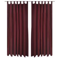 VidaXL Micro-satijnen gordijnen met ringen 140 x 225 cm 2 stuks (wijnrood)