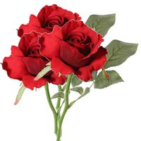 Top art Kunstbloem roos Alice de luxe - 3x - rood - 30 cm - kunststof steel - decoratie - Kunstbloemen - thumbnail