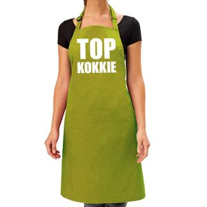 Top kokkie barbeque schort / keukenschort lime groen dames   -