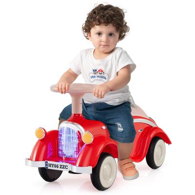 Rijdauto Klassiek Voet-naar-vloer Rijdend Voertuig met Stuur Toeter LED-koplampen Rood