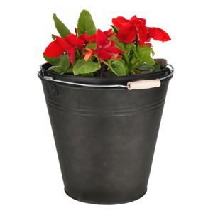 Emmer/plantenpot/bloempot - zink - zwart - D25 x H22 cm