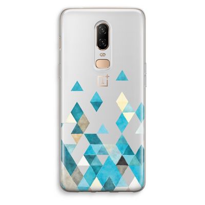 Gekleurde driehoekjes blauw: OnePlus 6 Transparant Hoesje