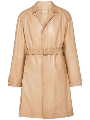 Prada Oversized leren jas met ceintuur - Bruin Prada Oversized leren jas met ceintuur - Bruin