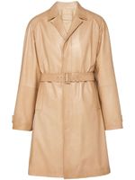 Prada Oversized leren jas met ceintuur - Bruin - thumbnail