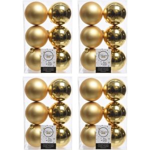 24x Gouden kerstballen 8 cm kunststof mat/glans