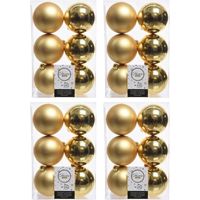 24x Gouden kerstballen 8 cm kunststof mat/glans - thumbnail