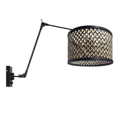 Steinhauer WandlampPrestige Chic zwart met bamboe kap - 3794ZW