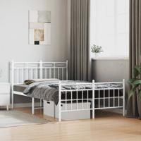 Bedframe met hoofd- en voeteneinde metaal wit 120 x 190 cm