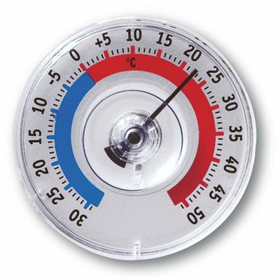 TFA Raam Thermometer - analoog - kunststof - transparant - 8 x 8 cm - binnen en buiten