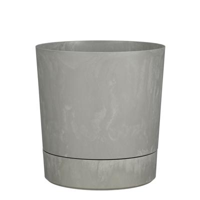 Mica Decorations Bloempot Coco - met onderschaal - betongrijs - H34 x D33 cm - kunststof