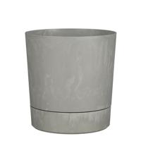 Mica Decorations Bloempot Coco - met onderschaal - betongrijs - H34 x D33 cm - kunststof