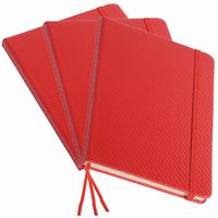 Pakket van 3x stuks schoolschriften/notitieboeken A5 harde kaft gelinieerd rood - thumbnail