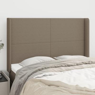 Hoofdbord met randen 147x16x118/128 cm stof taupe