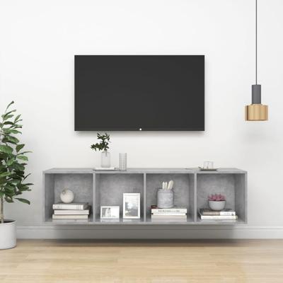 Tv-wandmeubel 37x37x142,5 cm bewerkt hout betongrijs