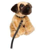 Keel Toys pluche hond bruine Mopshond / Pug met riem knuffel 30cm   -