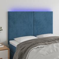 Hoofdbord LED 144x5x118/128 cm fluweel donkerblauw