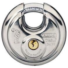 Abus discus 24/70 hangslot - zilver, sleutelsluiting, 7cm