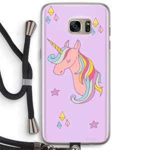 Roze eenhoorn: Samsung Galaxy S7 Edge Transparant Hoesje met koord