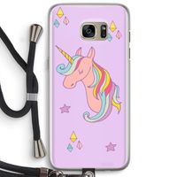 Roze eenhoorn: Samsung Galaxy S7 Edge Transparant Hoesje met koord