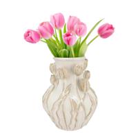 DK Design Bloemenvaas Mara - wit/creme - 24 x 24 x 27 cm - tulpvormige hals - moderne vaas