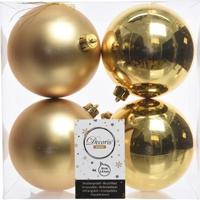 Decoris Kerstballen - 4x st - goud - D10 cm - kunststof - kerstversiering