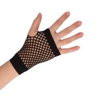 Carnaval verkleed korte visnet handschoenen - zwart - voor volwassenen Carnaval verkleed korte visnet handschoenen - zwart - voor volwassenen