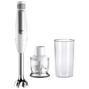 Braun MQ7020 WH Staafmixer 1000 W BPA-vrij, Traploze snelheidsinstelling, Met mixbeker Wit, Zilver