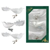 Krebs Decoratie vogels - 6x - wit - 11 cm - op clip - glas - kerstboomversiering