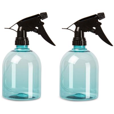 Plasticforte Plantenspuit - 2x - 500 ml - transparant blauw - verstuiver - 18 cm - kunststof