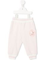 Monnalisa pantalon de jogging en coton à patch logo - Rose