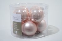 8 kerstballen poeder roze emaille 70 mm - Ksd