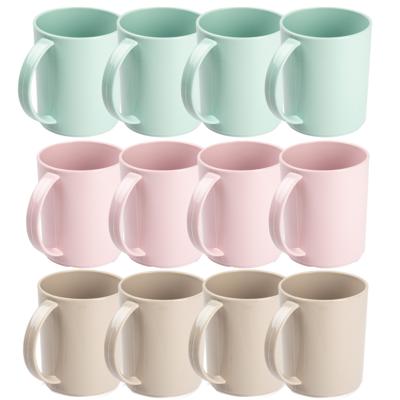 PlasticForte Bekers - 12x stuks - kunststof - gekleurd - 350 ml - onbreekbare mokken