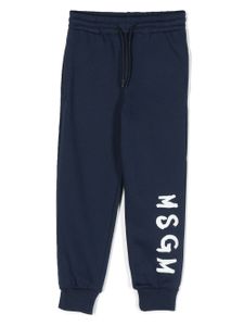 MSGM Kids pantalon de jogging en coton à logo imprimé - Bleu