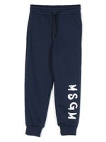 MSGM Kids pantalon de jogging en coton à logo imprimé - Bleu - thumbnail