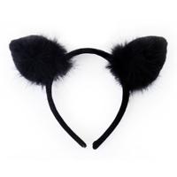 Diadeem met katten oortjes - zwart- meisjes/dames - Carnaval verkleed oren