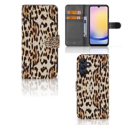 Samsung Galaxy A25 | Telefoonhoesje | Met pasjeshouder | Leopard