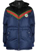 Gucci logo-patch padded coat - Bleu - thumbnail