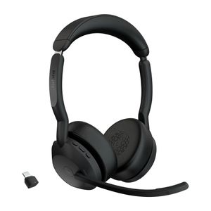 Jabra Evolve 2 55 MS Stereo On Ear headset Computer Bluetooth Stereo Zwart Noise Cancelling, Ruisonderdrukking (microfoon)