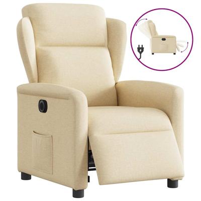 Fauteuil verstelbaar elektrisch stof crèmekleurig