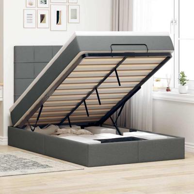 Ottoman bed met matras en LED's 120x200cm stof donkergrijs