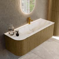 Badmeubel Mondiaz Kurve-Dlux | 125 cm cm | Meubelkleur Dusk | Wastafelkleur Frappe | Solid surface | Wasbak rechter zijde spoelbak | 1 kraangat Badmeubel Mondiaz Kurve-Dlux | 125 cm cm | Meubelkleur Dusk | Wastafelkleur Frappe | Solid surface | Wasbak rechter zijde spoelbak | 1 kraangat