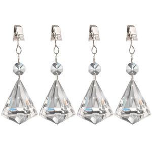 4x stuks tafelkleedgewichtjes kristallen diamant glas