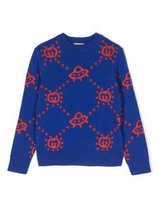 Gucci Kids pull en maille intarsia à logo GG - Bleu