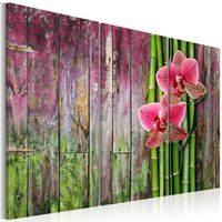 Schilderij - Bamboe en Orchideeën ,  3 luik